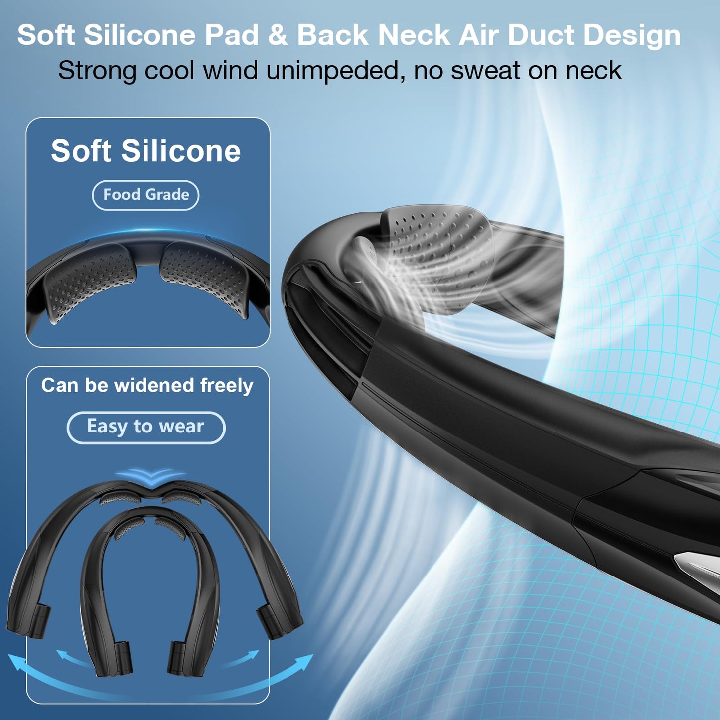 Hionly AI Neck Fan, 6 Speeds Adjustable Portable Personal Fan Rechargeable, Faster Cooling Wearable Fan, Ultra Quiet for Home, Office, Travel, Outdoor