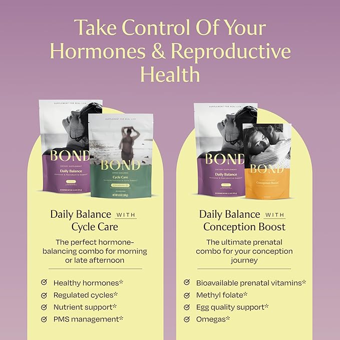 BOND Hormone Balance for Women 20 Travel Packs - Prenatal Vitamins - Supports Menstrual Cycles, Ovulation, Nutrient Levels - Folate, Folic Acid, Inositol, Probiotics, NAC, Vitamin C + Antioxidants