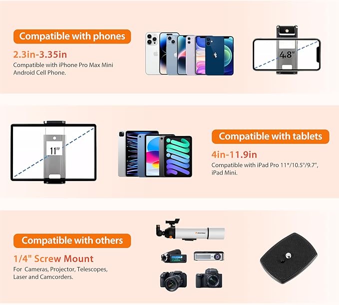 75inch Camera Tripod for ipad iPhone, Heavy Duty Aluminum Tripod with 360° Panoramic Ball Head,Compatible with Canon/Nikon/Sony DSLRs (Load 15 lbs for Travel/Live Streaming/Macro Shooting)