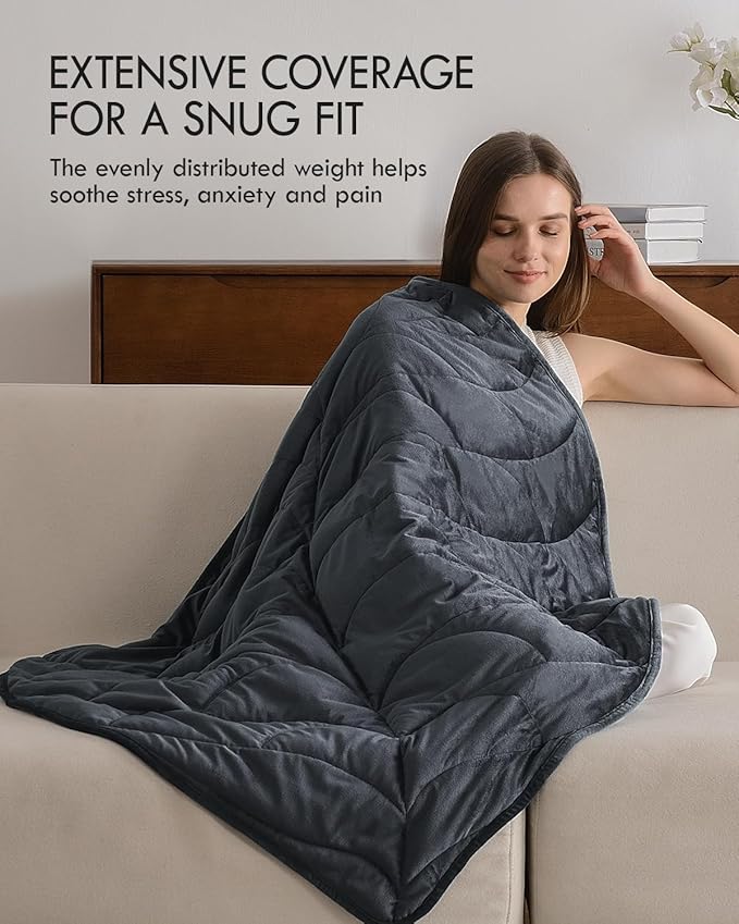 Kaisa Weighted Lap Blanket 5 lbs 41" x 53", Cozy Luxury Crystal Velvet Small Weighted Blanket for Adults, Portable Travel Weighted Blanket for Relaxation, All-Season Blanket, Machine Washable, Gray