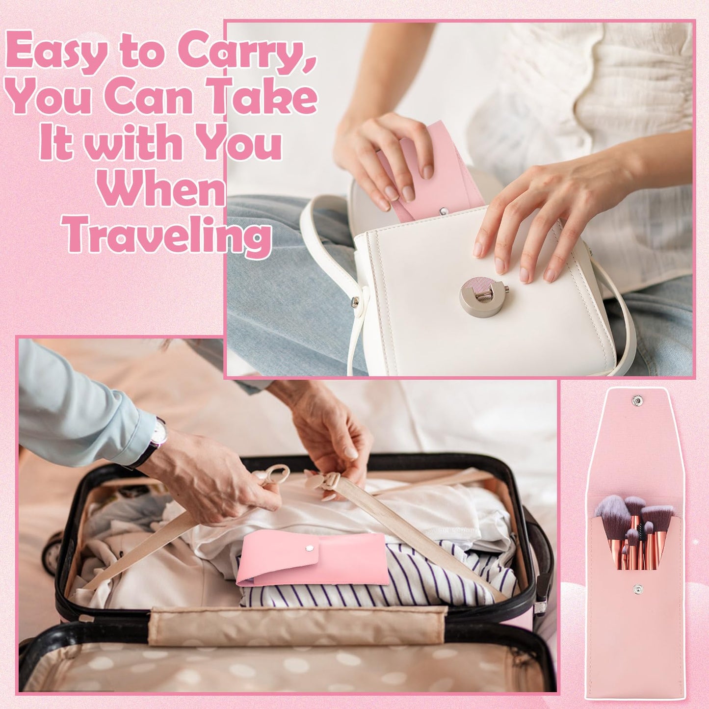 20PCS Travel Makeup Brush Set,10 Pcs Small Makeup Brushes with Mirror,Storage Bag and 8PCS Makeup Sponges for Home,Travel, Party