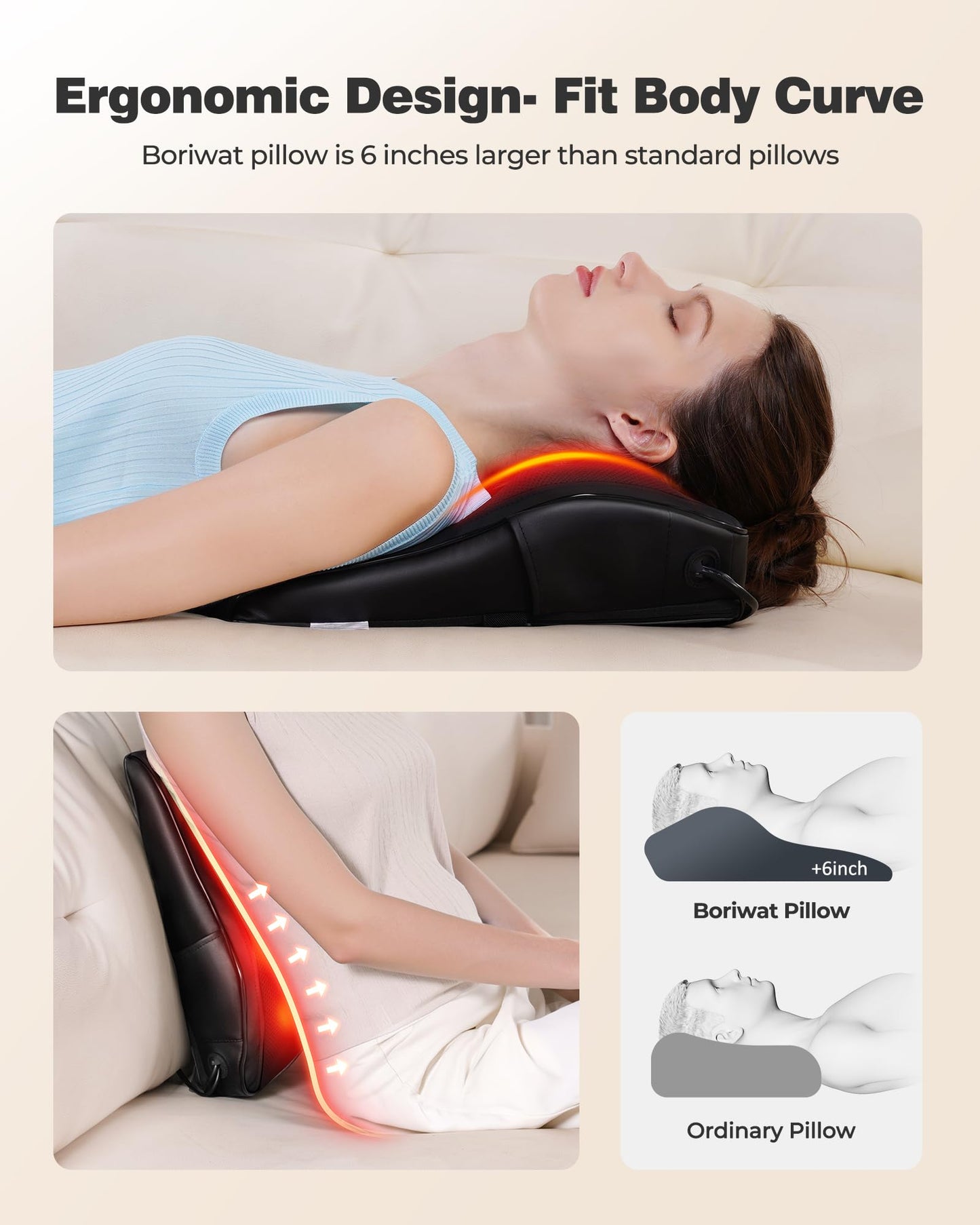 Shiatsu Neck Massager with Heat, 3D Kneading Back Massage Pillow for Pain Relief, Massagers for Neck and Back, Shoulder, Leg, Gifts for Men Women Mom Dad, Stress Relax at Home Office and Car