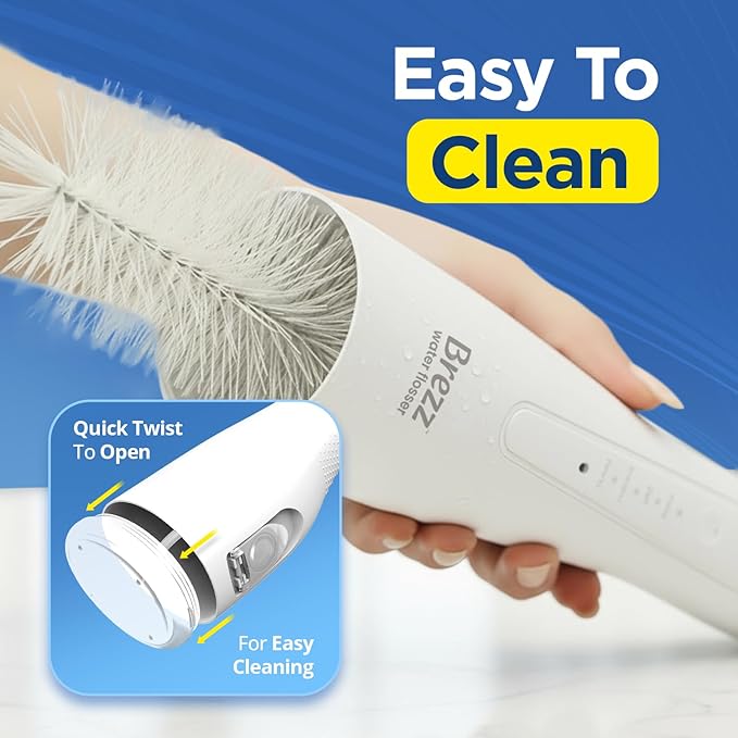 Brezz Water Dental Flosser Pick:Professional for Teeth Cleaning,4 Modes Cordless, Rechargeable IPX 7Waterproof,300ML Large Tank,Electric,Portable Home Travel,5Tips Flossing,Powerful Battery (White)