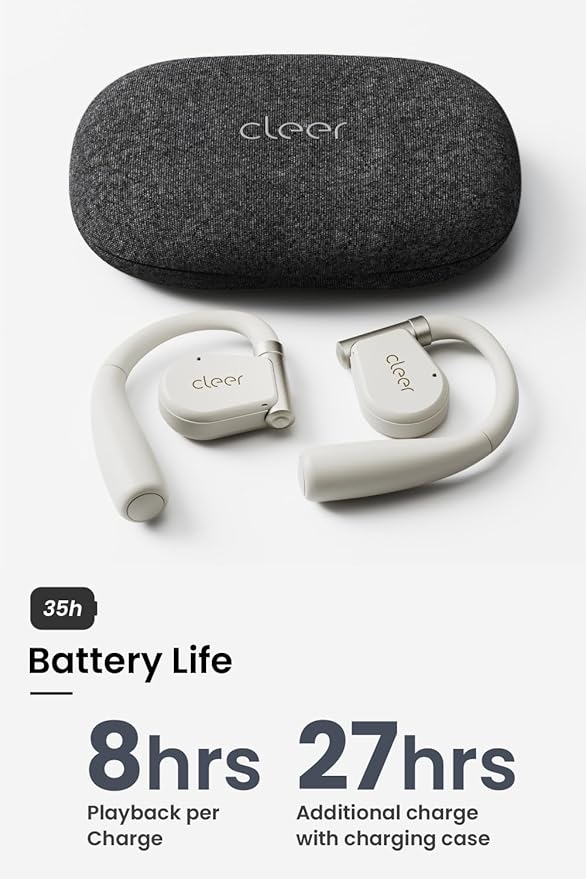 Cleer ARC II Open-Ear True Wireless Bluetooth Headphones,Snapdragon Sound,Multipoint Connection,Secure Fit,IPX5 Waterproof,Crystal Clear Calls,35 Hours Playtime,for iPhone & Android (Light Grey)