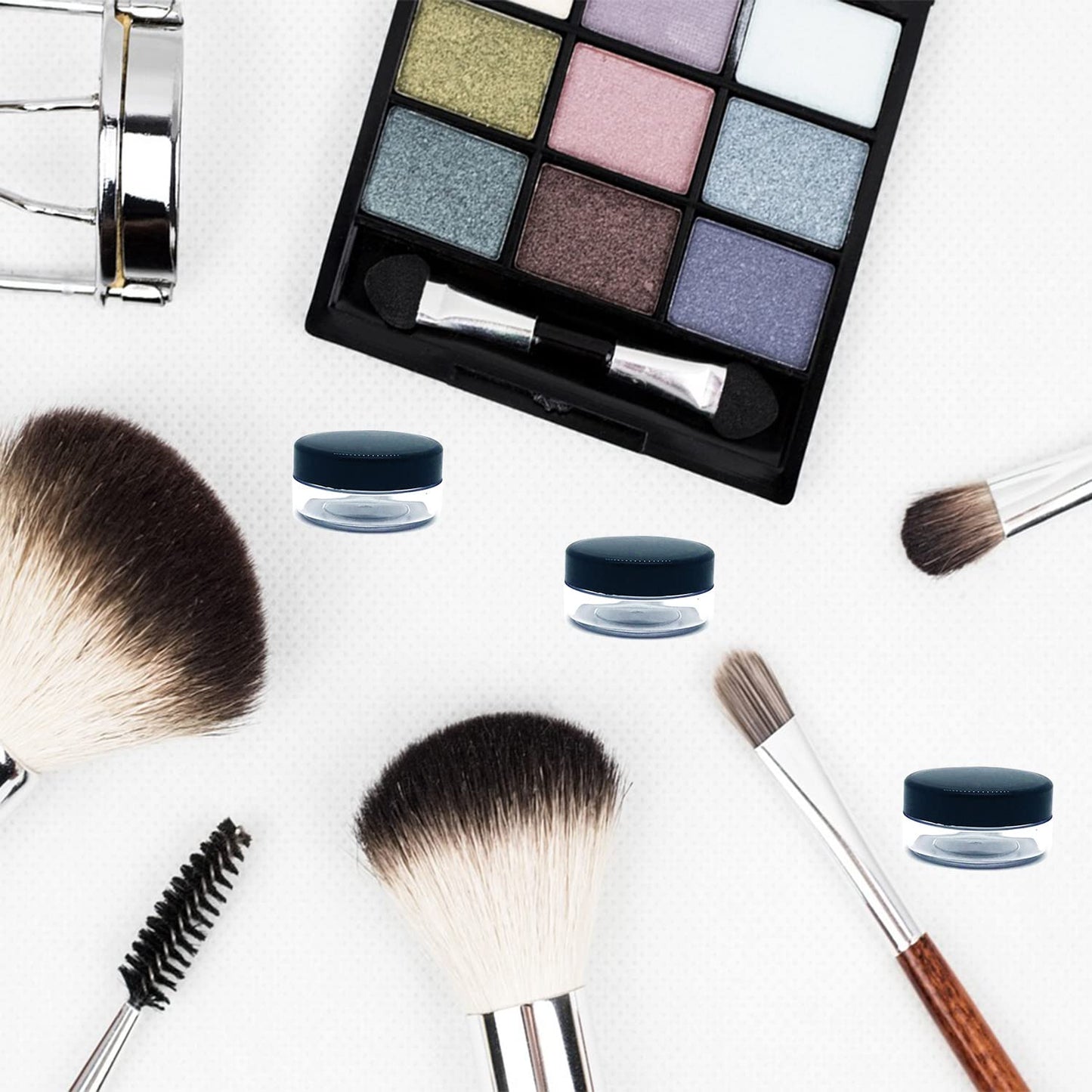 30 Pcs Sample Containers, 10 Gram Mini Sample Jars for Cosmetic, Eye shadow, Multi color Lid