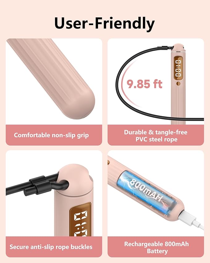 KINTHEA 2 in 1 Smart Jump Rope, APP Control & Data Record, Cordless Jumping Rope with Counter for Women, Men, All Age, Adjustable Skipping Rope for Cardio Fitness in Limited Home Space & Outdoor