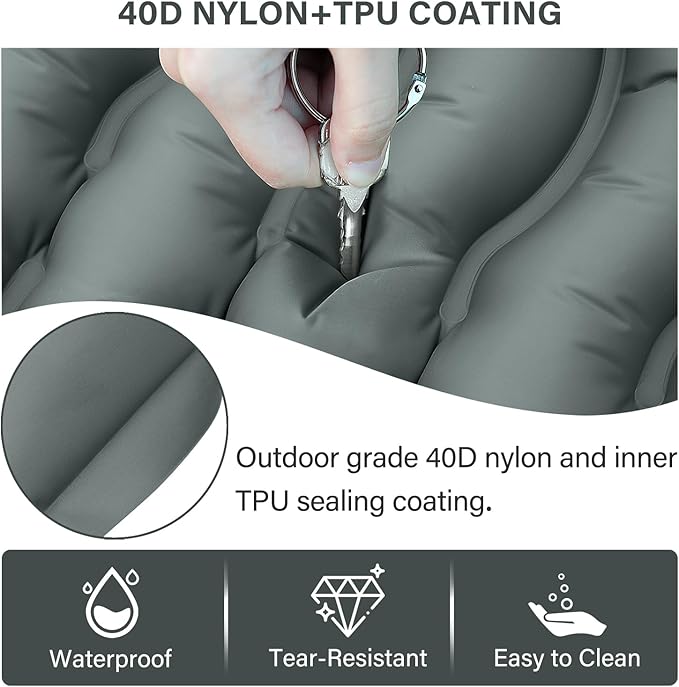 Camping Sleeping Pad, Ultralight Camp Pad with Pillow, Built-in Foot Pump, Inflatable Sleeping Pad, Compact Size for Camping, Backpacking, Hiking and Traveling - Gray