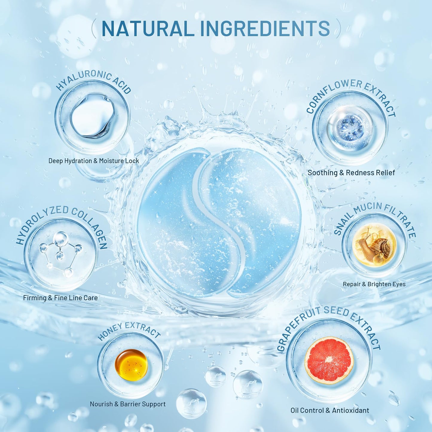 YOYORY Under Eye Patches Masks - for Eye bags with Collagen and Hyaluronic Acid, Dark Circles,and Fine Lines, Puffiness Smoothing Skin Care Treatment for Women and Men, Anti-Wrinkle(60 Pcs) Blue