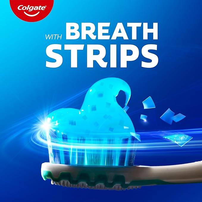 Colgate MaxFresh Cool Mint Toothpaste Pack, Fresh Breath Toothpaste with Fluoride and Hundreds of Mini Breath Strips, Leaves Mouth Feeling Refreshed for Hours, 4 Pack, 6.3 oz