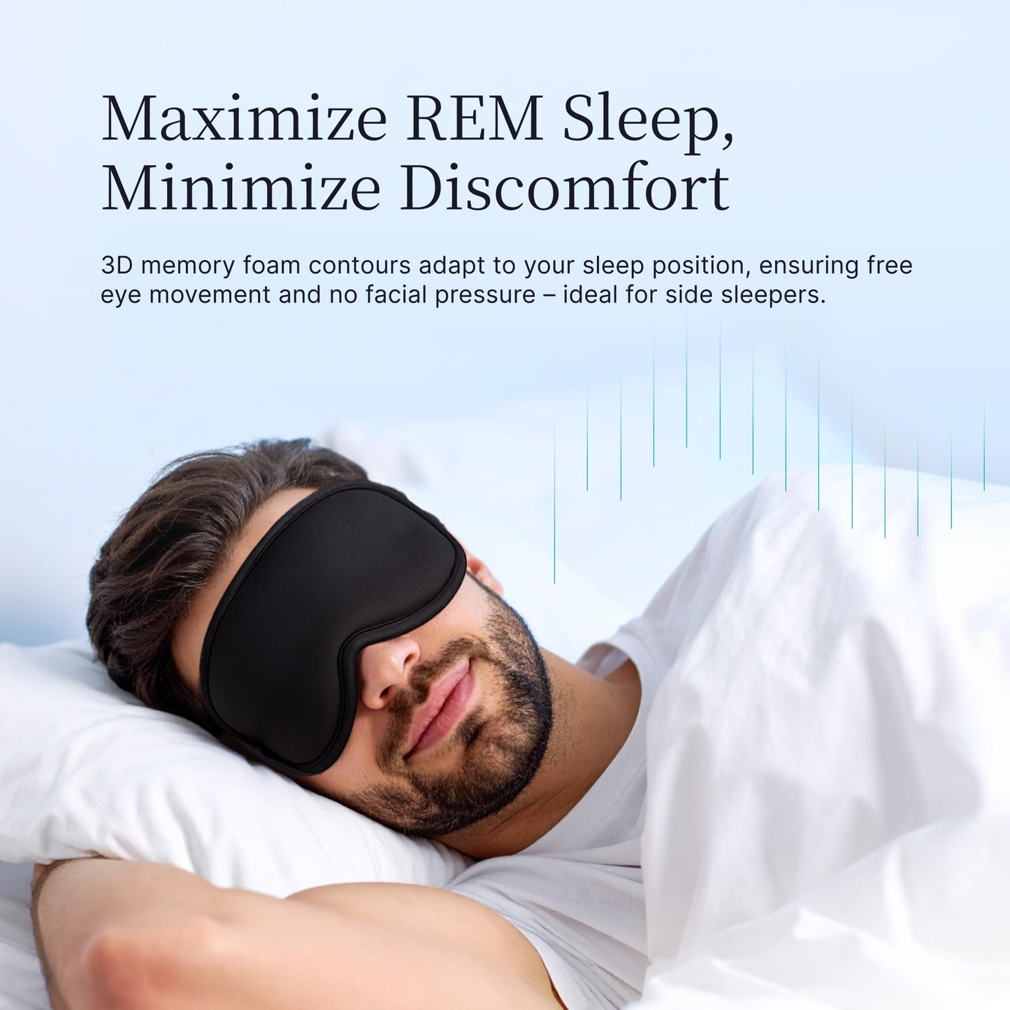 Nox Sleep 3D Sleep Mask for Men, 100% Light Blocking Eye Mask for Sleep, Ice Silk Adjustable Sleeping Mask for Side Sleepers, Soft Breathable Blindfold, Perfect Sleep Mask for Travel & Women (Black)