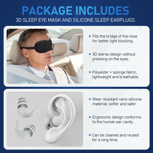 OMVMO Camping Pillow with Washable Removable Cover -Ultralight Inflatable Pillow for Neck Lumbar Support with Silicone Silent Earplugs and 3D Sleep Eye Mask-Travel Air Pillows for Hiking,Backpacking