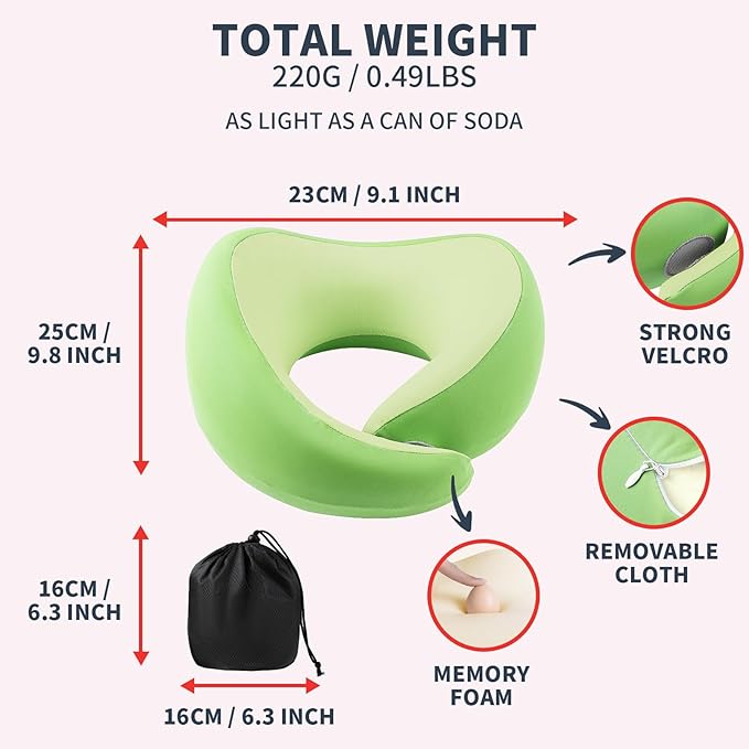 Airplane Pillow Travel Accessories for Neck Pain Relief Memory Foam Pillows Essentials Women Cervical Rest Soft