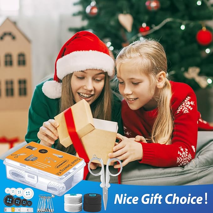 12 Pack Mini Travel Sewing Kits Bulk Small Emergency Sewing Kits Outdoor Survival Military Sewing Kits with Case for Wedding Operation Christmas Shoebox Stocking Stuffer Gift