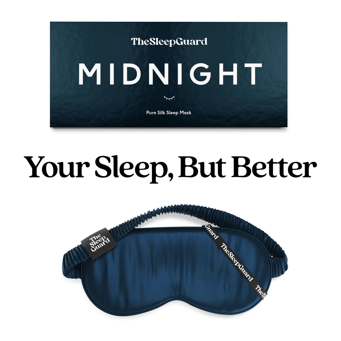 TheSleepGuard Pure Silk Sleep Mask [100% 6A Mulberry Silk, 22 Momme] Light Blocking Travel Essentials. Eye Masks for Sleeping. Black Oeko-Tex Blindfold. Eye Covers for Men & Women