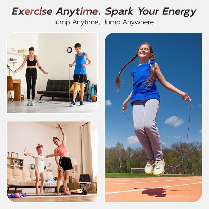 Jump Rope with silicone handle,Tangle-Free Jump Rope with Dual Bearing System,Ultra-Smooth for Fitness & Training