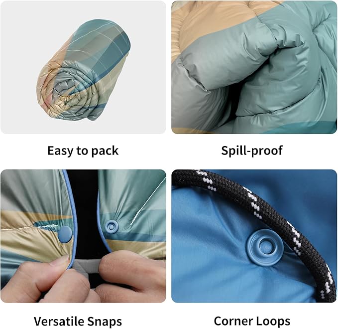 Camping Blanket, Puffy Down Alternative Blanket Lightweight Windproof for Outdoors,Hiking, Backpacking,Beach,Car,Picnic,Stadium