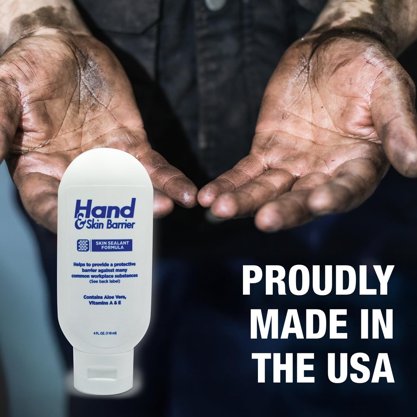CoreTex Hand & Skin Barrier Cream - 4oz Bottle of Skin Protection Cream for Workers, Mechanics, and Gardeners Against Common Workplace Substances - Infused with Aloe Vera and Vitamins A & E