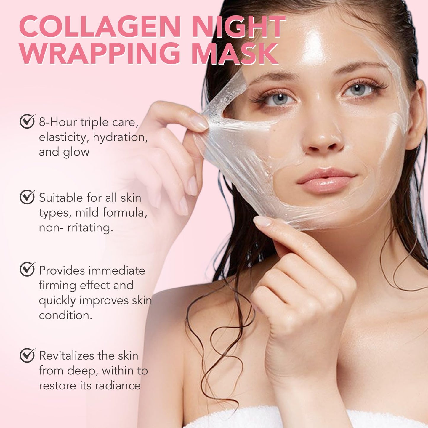 NIFEISHI Collagen Night Wrapping Mask, Overnight Collagen Face Mask for Women, Elasticity & Hydration, Natural Ingredients for Firmer Skin, Reduces Sagging & Dullness, Anti aging Skin Treatment