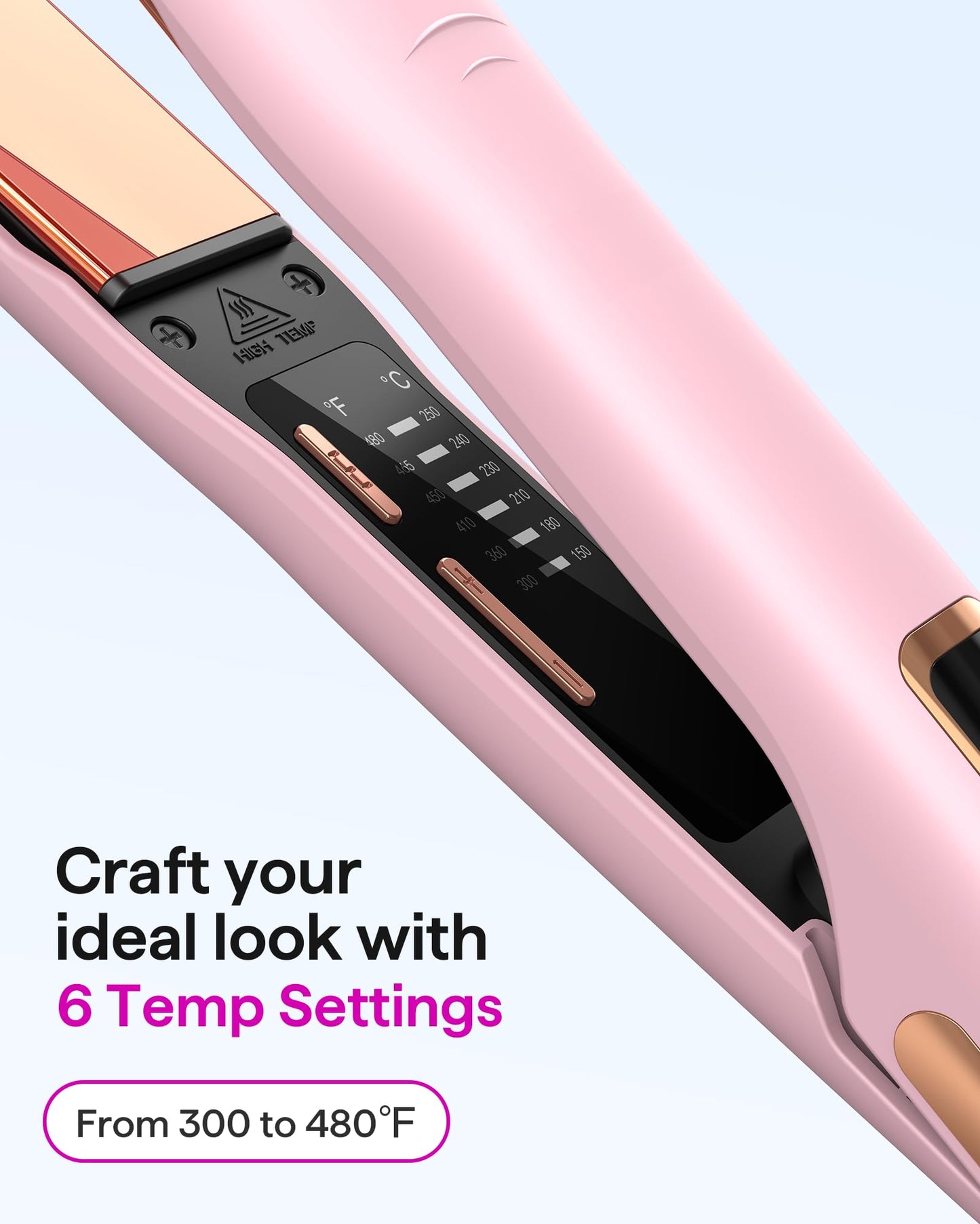 Wavytalk Professional Flat Iron Hair Straightener and Curler 2 in 1, Titanium Flat Iron for One-Pass Wonder 10S Fast Heat Up, Glide & Shine Straightener with Dual Voltage (1.18 Inch)