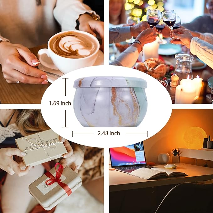 2-Pack Soy Candles Gift Set - Lavender, Vanilla, Rose Scents in Portable Tin Jars - for Home, Travel, Spa