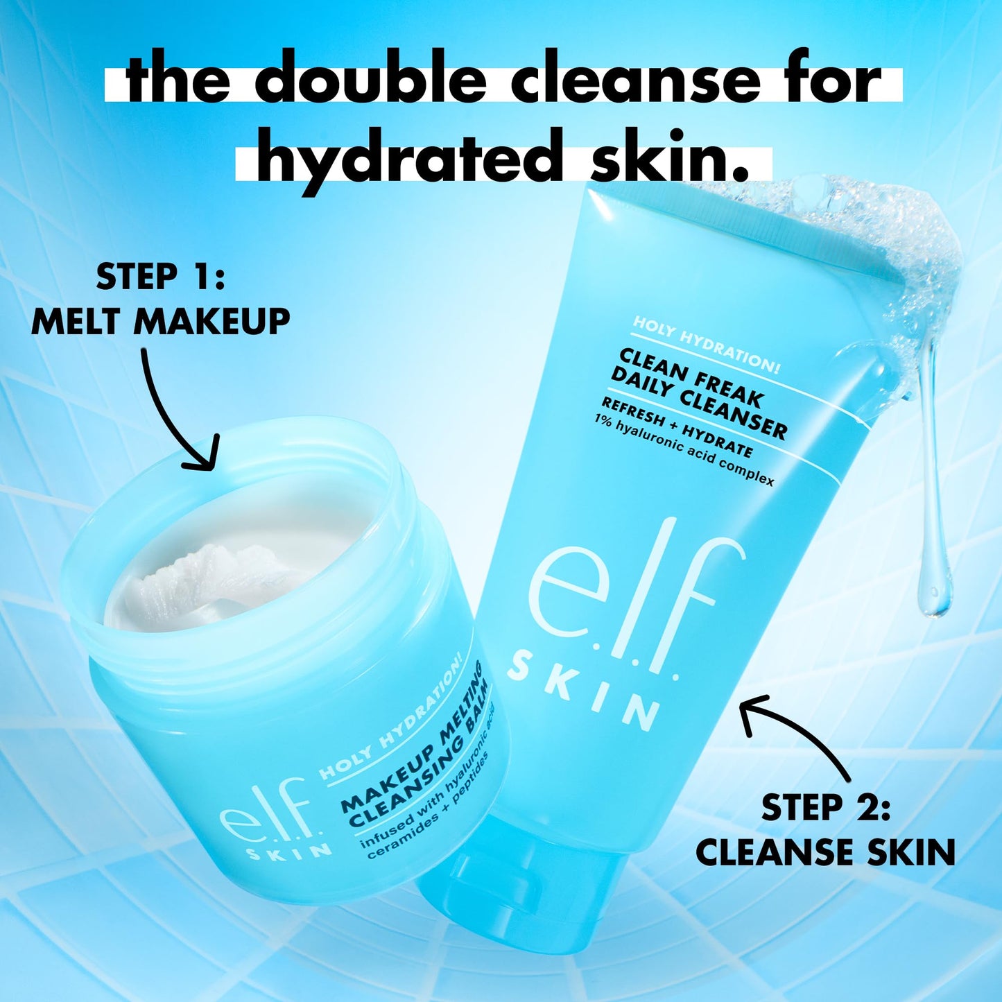 e.l.f. SKIN Holy Hydration! Clean Freak Daily Cleanser Mini, Gentle Hydrating Face Cleanser, Made With Hyaluronic Acid, Vegan & Cruelty-Free, 1 fl oz