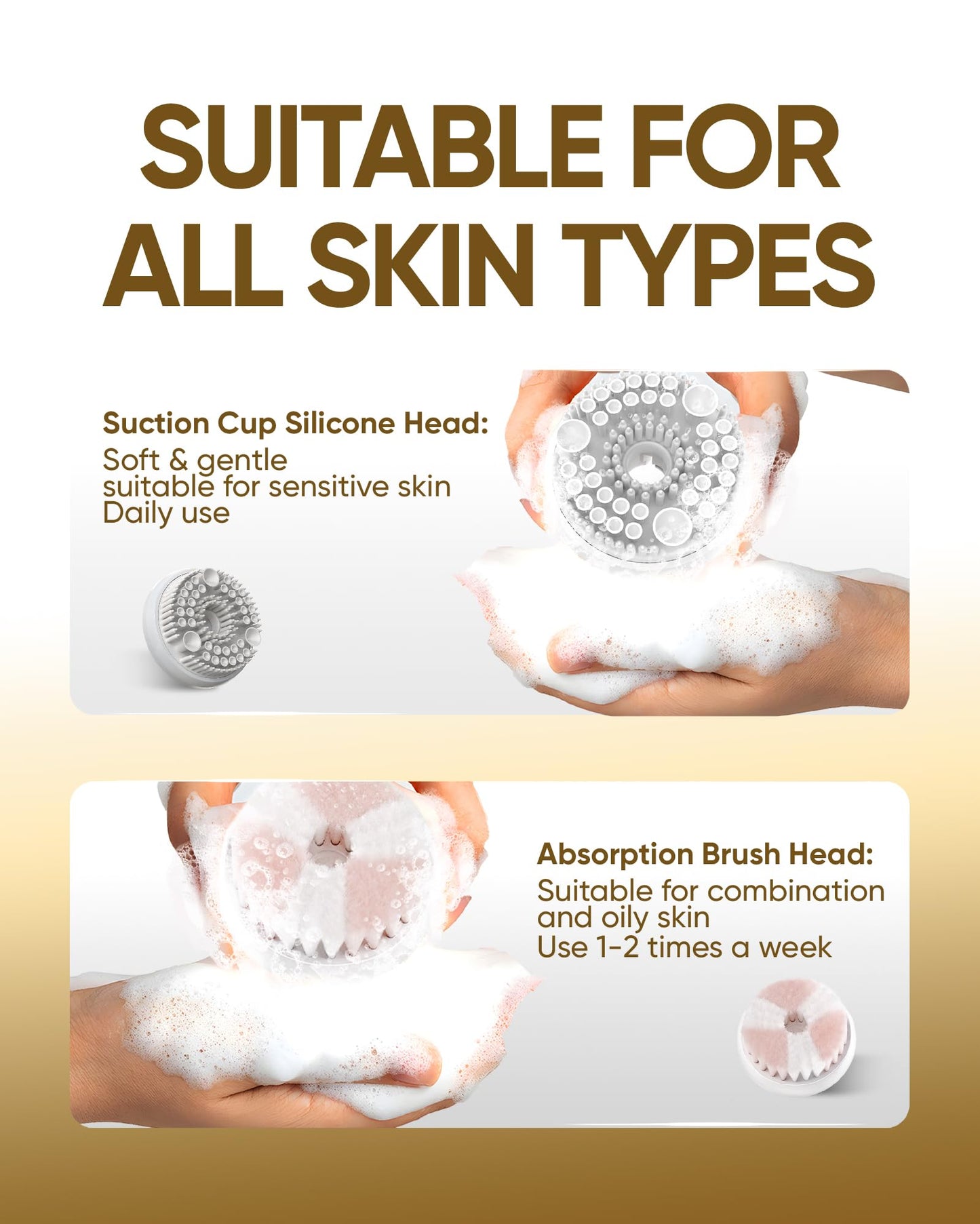 kingdo 2-in-1 Face Scrubber & Makeup Remover Device, Smart Automatic Foaming Facial Cleansing Brush Exfoliator with Face Cleanser for Deep Cleansing & Exfoliating & Removing Makeup Skin Care