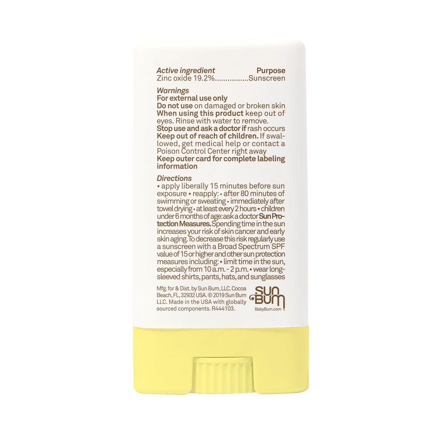 Sun Bum Baby Bum Mineral SPF 50 Sunscreen Stick - Hawaii 104 Act Compliant (Without Octinoxate & Oxybenzone) - UVA/UVB Face and Body Protection - Unscented for Sensitive Skin - Travel Size - 0.45 Oz