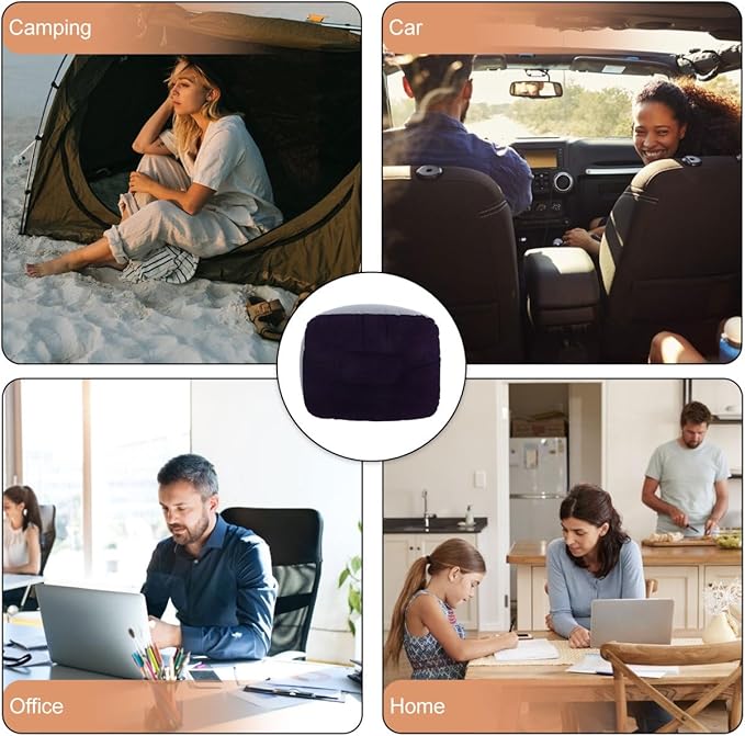 BESPORTBLE Inflatable Foot Rest Pillow Travel Footrest Cushion Outdoor Airplane Massage Stool Relax Cushion 2 Pcs (Grey Blue)