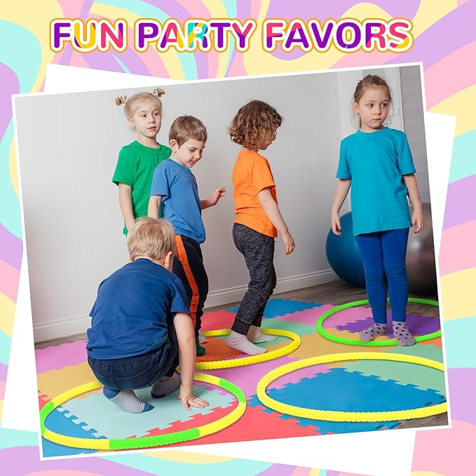 6 Pcs Exercise Hoop Detachable Fitness Rings Adjustable Plastic Toy Fitness Hoop Playground Toys Colored Circles for Teens Games Gymnastics Agility, 28 Inch(Green, Yellow)