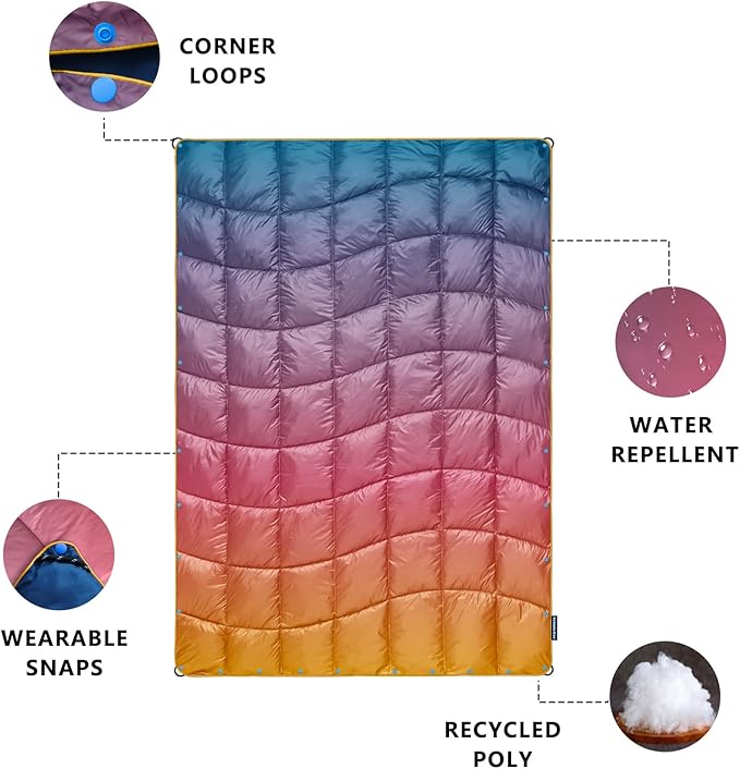 Camping Blanket, Puffy Blanket Lightweight Windproof Water Resistant for Outdoors,Hiking, Backpacking,Beach,Car,Picnic,Stadium