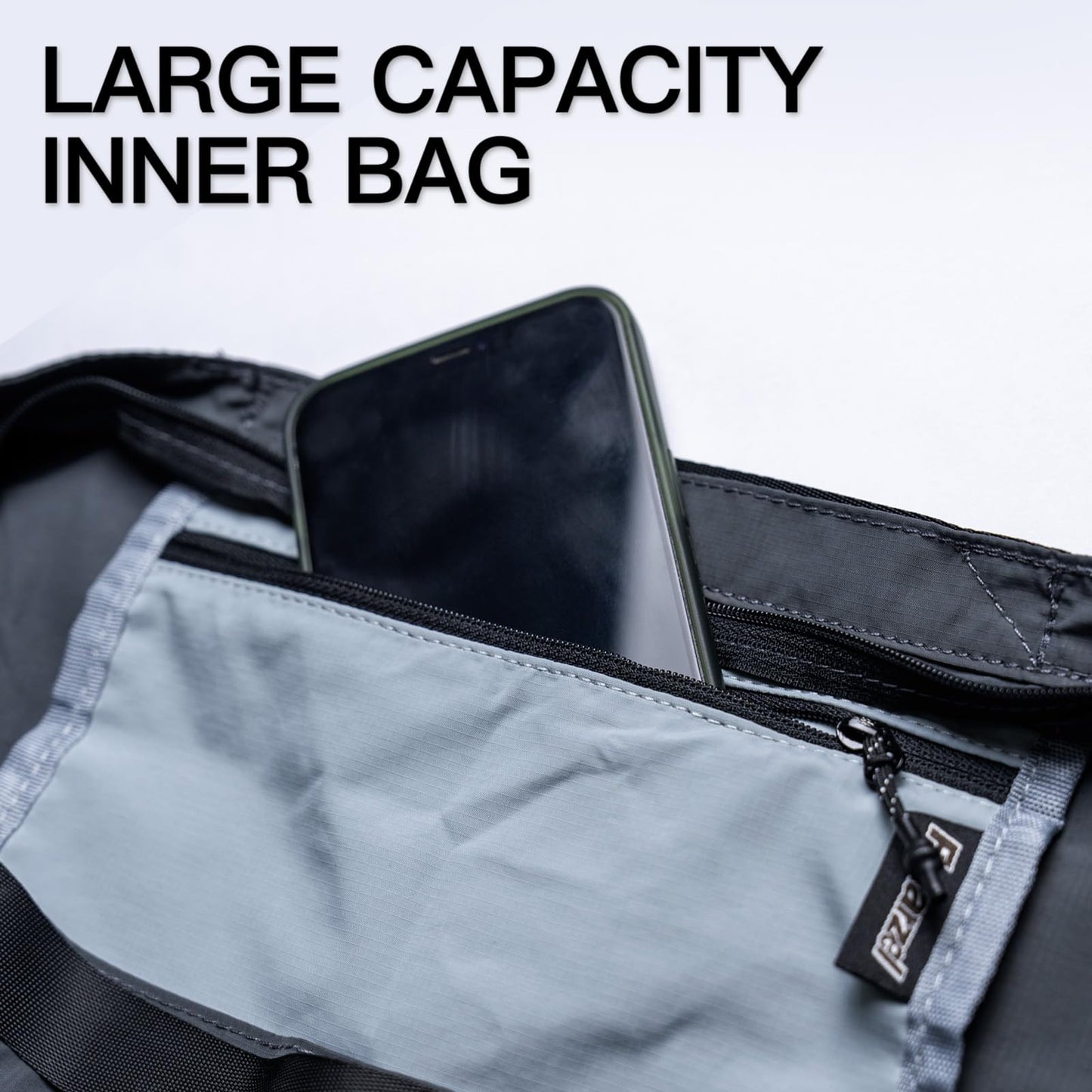 Fynarzel Lightweight Foldable Nylon Crossbody Bag, Stylish Compact Polyester Packable Totes, Simple Collapsible Handbag for Travel, Gym, Sports, Everyday Use - Gray