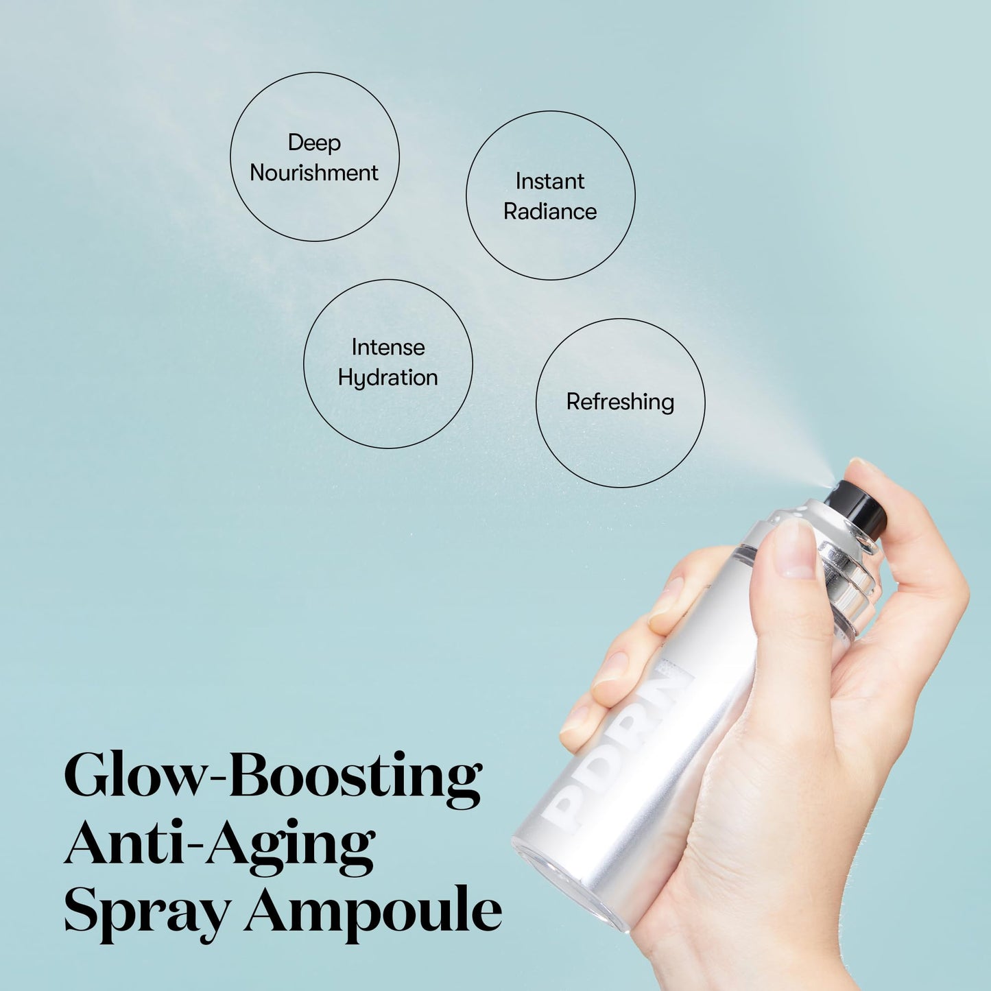 VT COSMETICS PDRN Glow Ampoule, PDRN Facial Mist, Deep Hydration Spray Serum, Vegan Skin Care, Light-weight Face Moisturizer, Plumping Effect, Fragrance-Free, Korean SkinCare (3.38 fl oz / 100 ml)