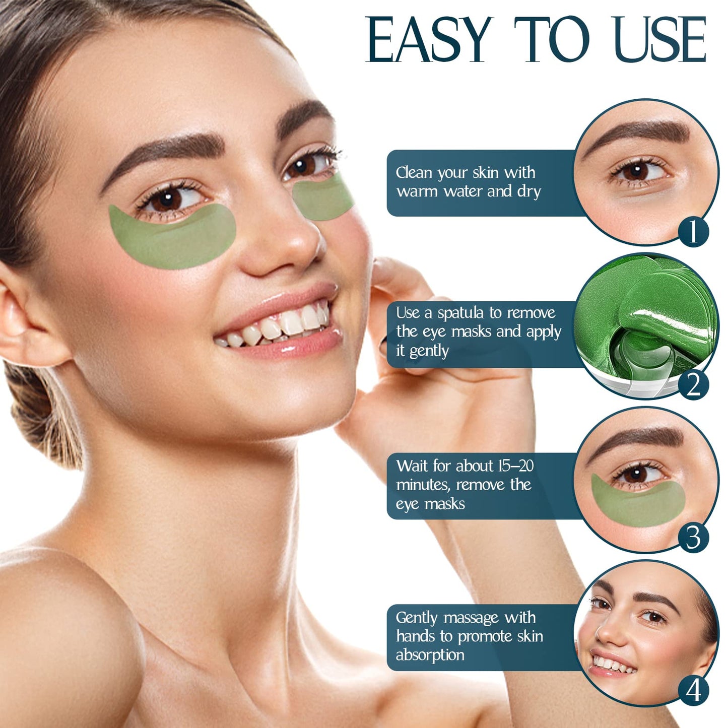 Under Eye Patches (60PCS), Aloe Vera & Collagen Eye Mask, Eye Patches for Puffy Eyes, Anti-Aging Eye Mask for Puffiness, Under Eye Mask for Dark Circles and Eye Bags, Hydrating Eye Gel Pads(green)