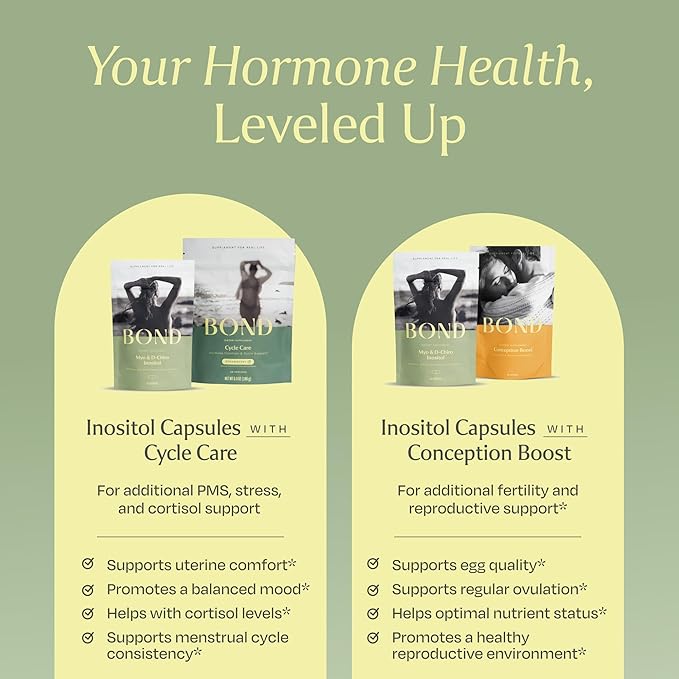 BOND Inositol Capsules: Myo & D-Chiro Inositol, Ovarian & Menstrual Support, Hormone Balance for Women, 40:1 Ratio, 90 Vegan Capsules