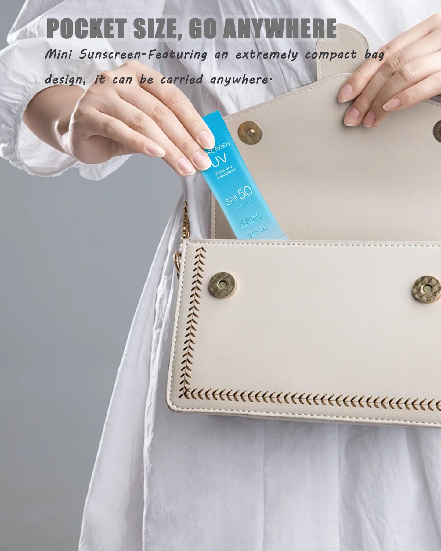 20 Pack Sunscreen SPF50+PA+++ (4ml Each),Moisturizing Travel Size Sunscreen Bulk Lightweight &Portable,Face&Body Waterproof Mini Suncreens Lotion Sun Cream Women Travel,Outdoor Vacation,Daily Use-A