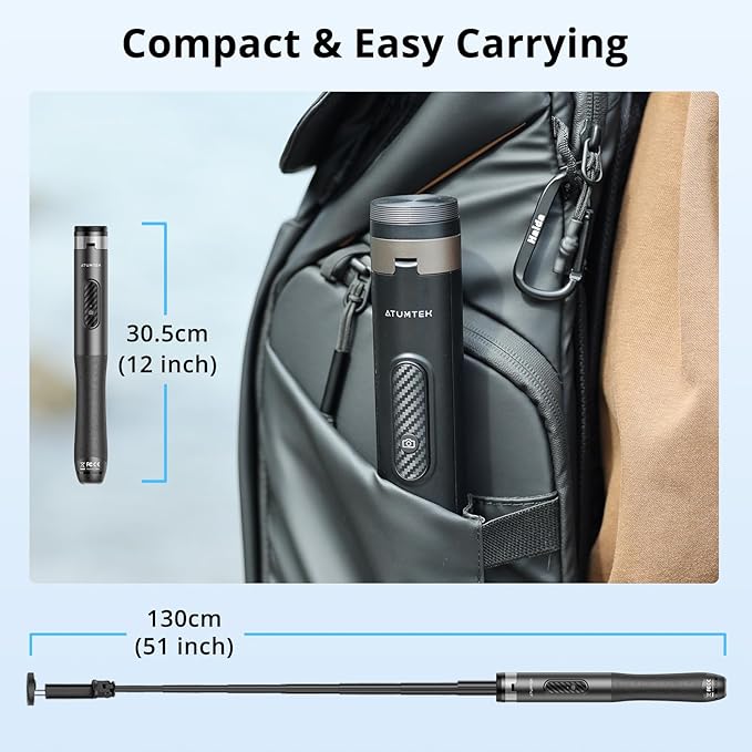 ATUMTEK 51" Selfie Stick Tripod, All in One Extendable Phone Tripod Stand with Bluetooth Remote 360° Rotation for iPhone and Android Phone Selfies, Video Recording, Vlogging, Live Streaming, Black