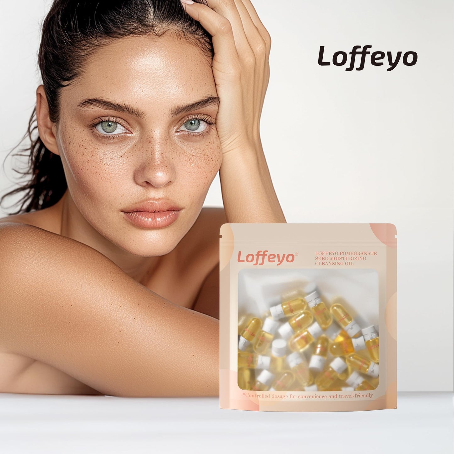 Loffeyo 20PCS Travel Cleansing Oil Makeup Remover, Individually Mini Size Packaged Units, Moisturizing Pomegranate Seed, Travel Essential