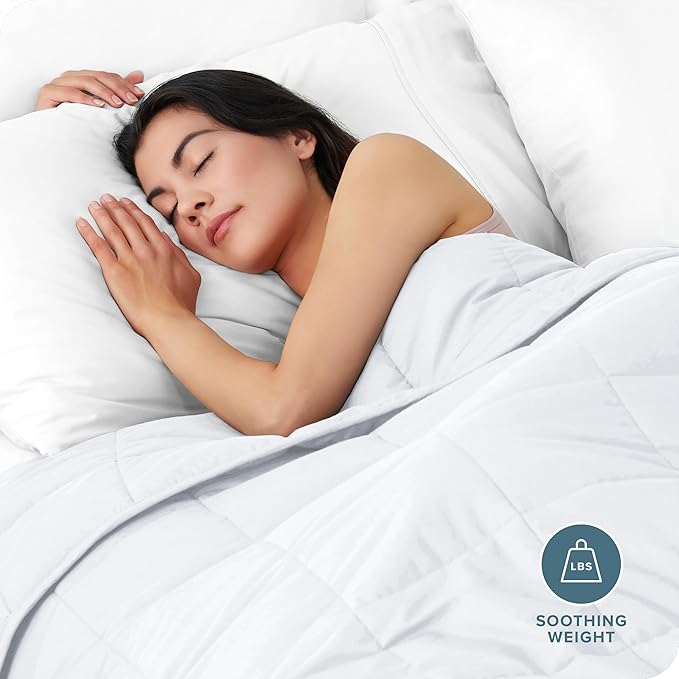 Bare Home Weighted Blanket Queen Size 22lb (60" x 80") for Adults - All-Natural 100% Cotton - Premium Heavy Blanket Nontoxic Glass Beads (White, 60"x80")