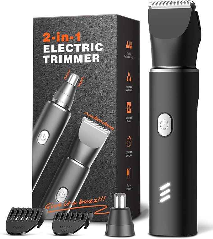 Body Hair Trimmer for Men, Manscape Electric Razor, Versatile Hair Trimmer for Groin, Beard, Nose/Ear Hair, Waterproof & USB-C Rechargeable, Travel Lock