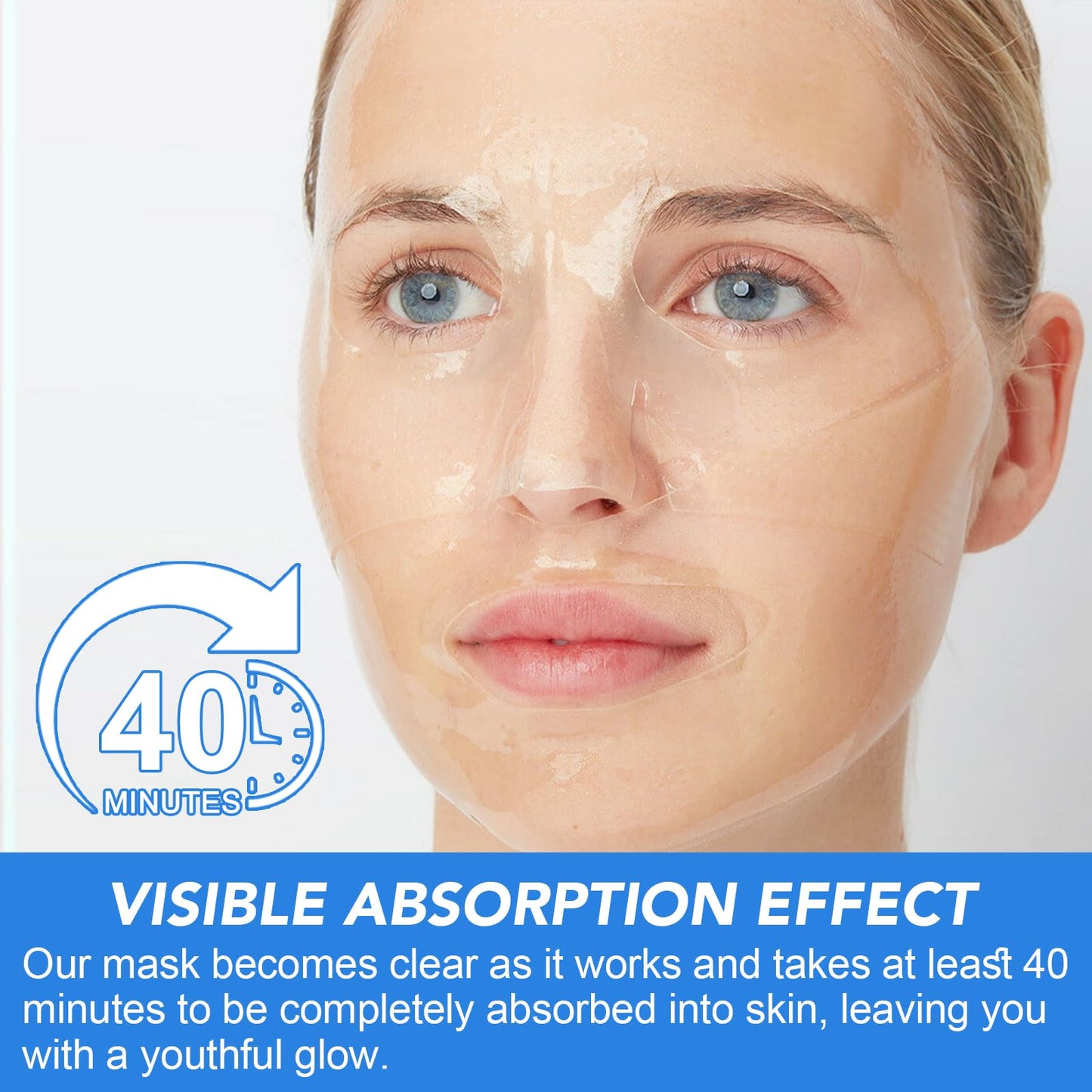 GOGIFTGO Collagen Face Mask,Collagen Real Deep Mask,Collagen Mask,Deep Hydrating Anti Wrinkle Lifting Mask,Hydrogel Masks for All Skin Types 34g*4ea