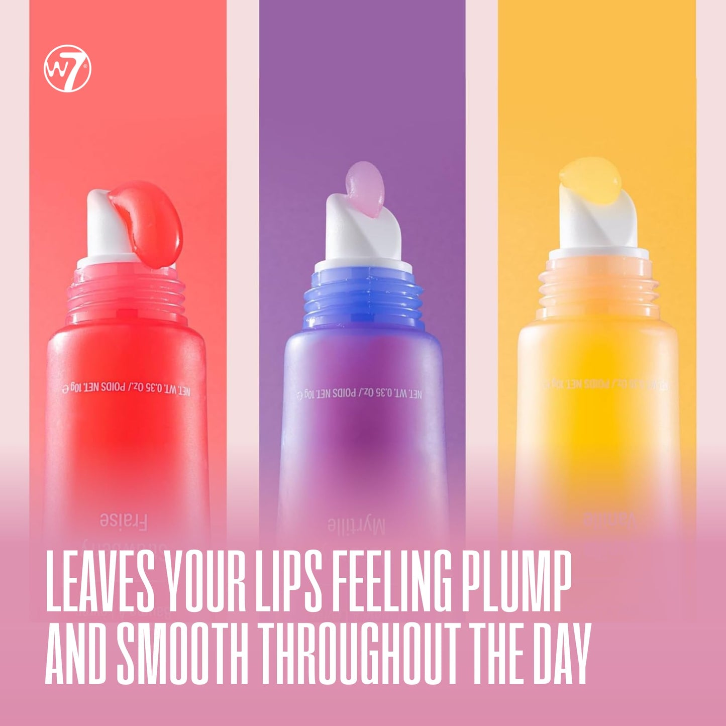 W7 Gloss Away Trio - Hydrating Lip Balm Gift Set with Shea Butter & Fruit Extracts - Restores Chapped & Dry Lips - Vegan & Cruelty-Free - Blueberry, Vanilla, Strawberry