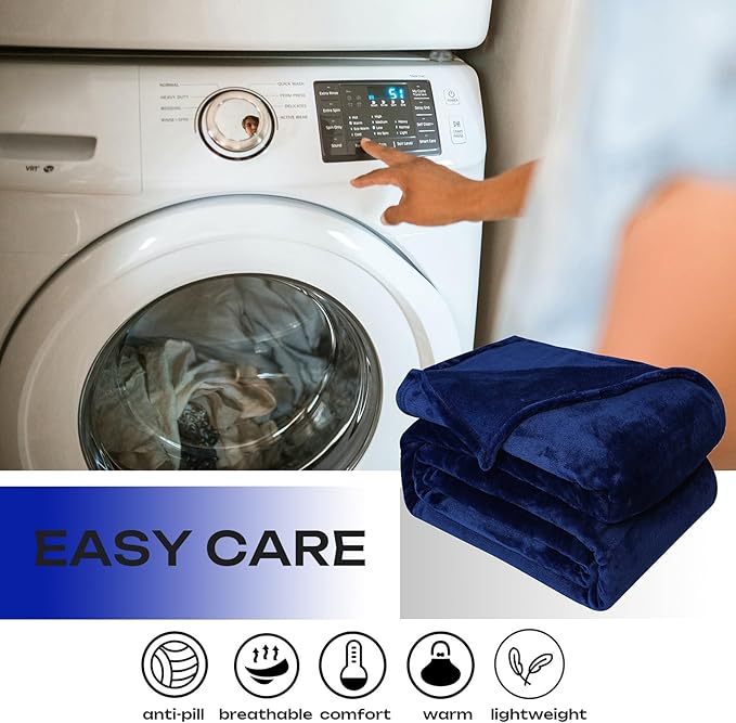 JIAHANNHA Navy Blue Throw Blanket Fleece Blanket Throw Size(50 by 70 Inches),Super Soft Cozy Plush Blanket for Couch Sofa Bed,Lightweight Warm Bed Blankets for Adults,All Season