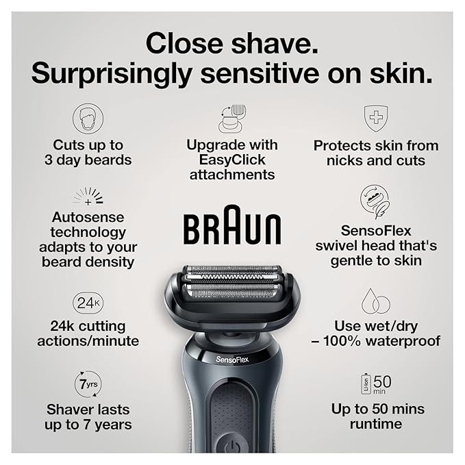 Braun Series 6 6075cc Electric Shaver with SmartCare Center and Precision Trimmer, Wet & Dry, Rechargeable, Cordless Foil Shaver, Black