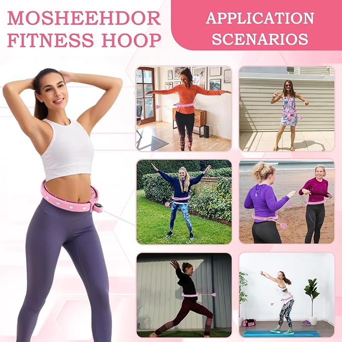 2025 New Silent Smart Weighted Fitness Hoop, Weighted Hula Circle Hoops for Adults Weight Loss,18 Detachable Links Waist 30"- 50", Exercise Hula for Women & Men