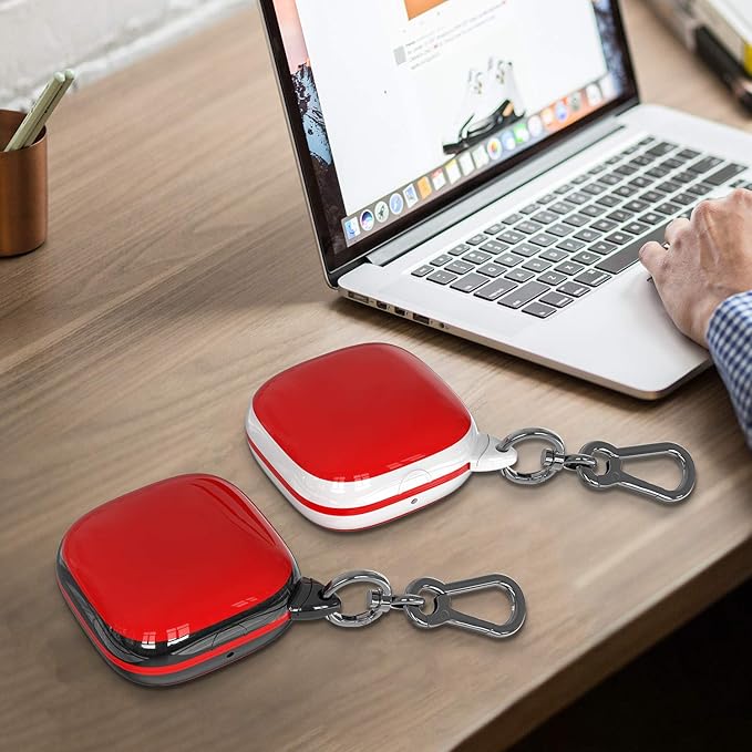 Compatible Powerbeats Pro Case Cover, Full Protective Shockproof Anti-Slip Silicone Case for Beats Powerbeats Pro (White Edge+Red)