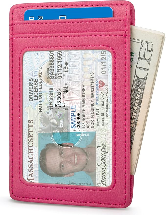 Buffway Mens Slim Wallet, Minimalist Thin Front Pocket Leather Credit Card Holder with RFID Blocking for Work Travel