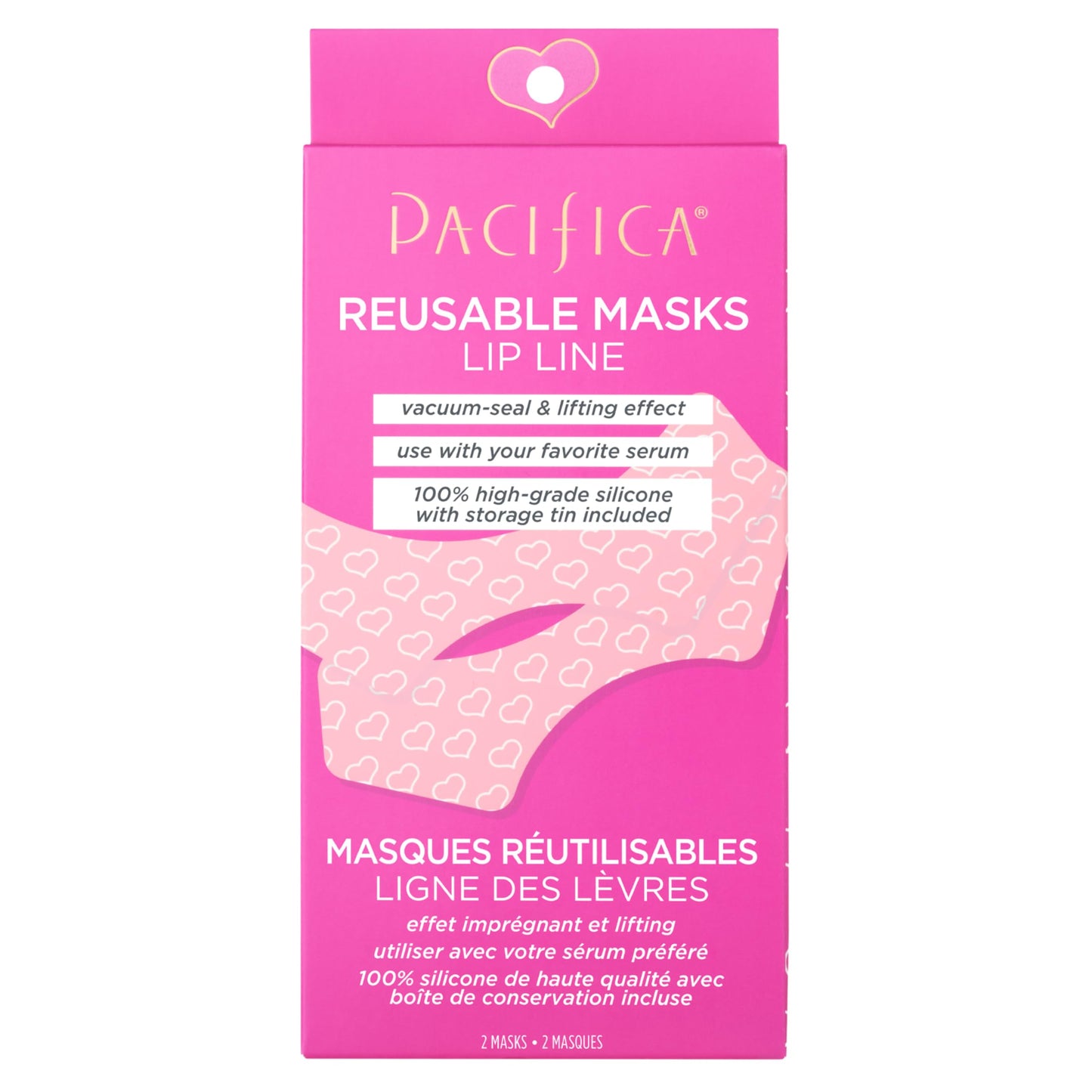 Pacifica Beauty Reusable Lip Line Mask, Skincare, Silicone Mask, For Fine Lines and Wrinkles, Lift and Firm, Pair with Serum, Storage Tin Included, Skin Care, Face Masks Skincare, Vegan, 2 Pieces