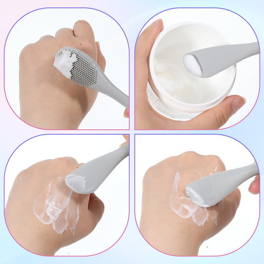 3 PCS 2 in 1 Double-Sided Facial Scrubber Brush Tool, Silicone Facial Cleansing Brush, Face Masks Skincare Brushes for Pore Cleansing, Remove Blackheads, Makeup Skincare Removal