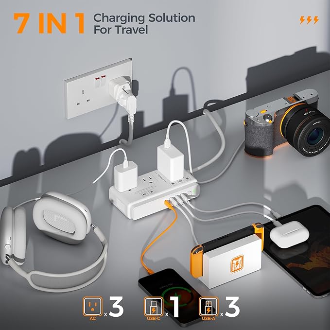 220V to 110V Voltage Converter, TESSAN Universal Travel Adapter with 4 USB Charger (1 USB C), 3 AC Sockets and EU/UK/AU/IT Plug Power Adaptor, Step Down Transformer Outlet Converters for International