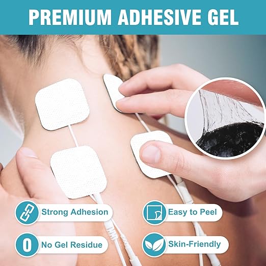72-Pack TENS Unit Pads (2"x2"), Reusable Self-Adhesive Electrodes Pads with 0.2mm Connector, Latex-Free, Hypoallergenic & Compatible with TENS/EMS